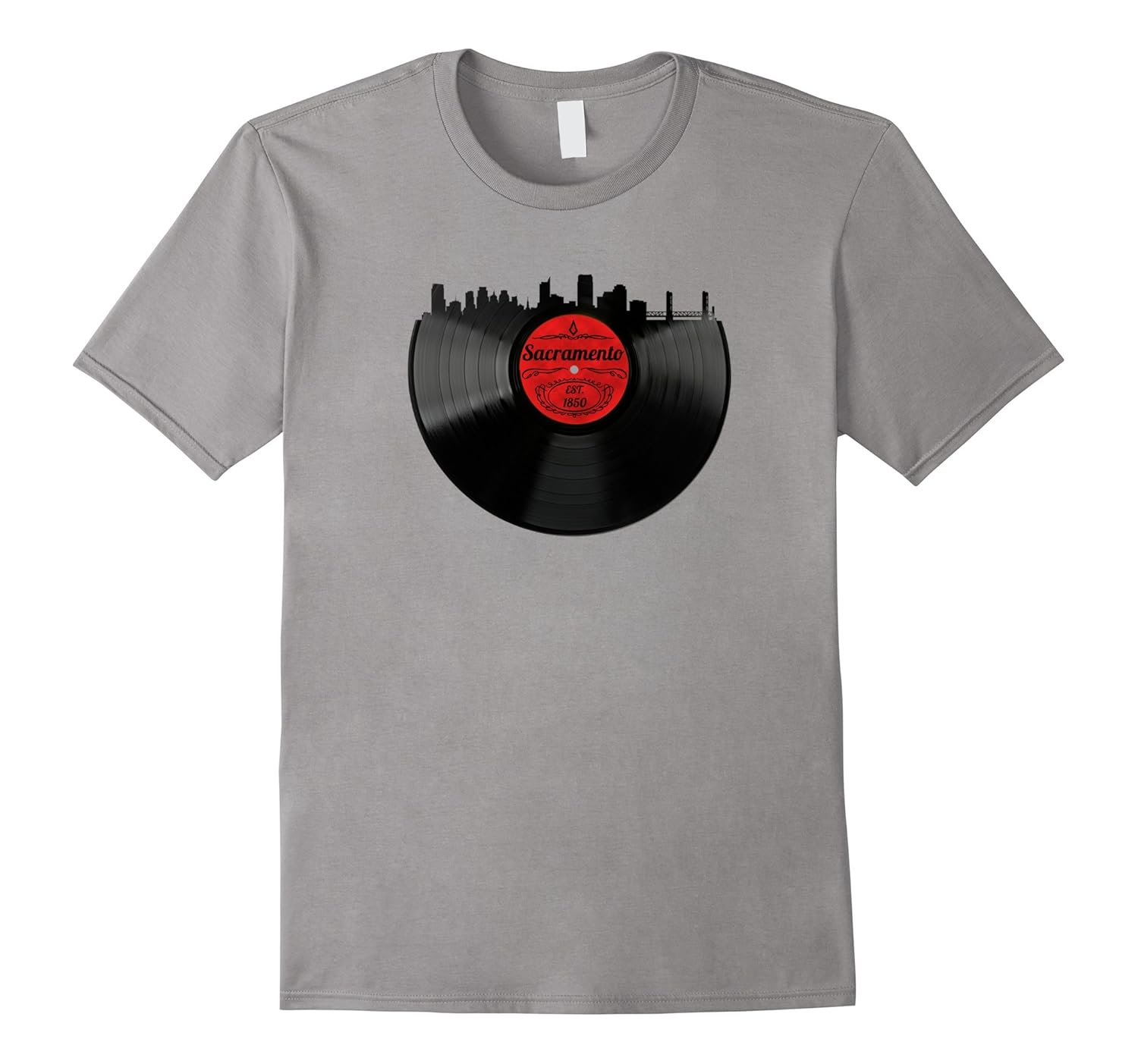 Sacramento California Shirt Vintage Skyline Vinyl Record Tee-ANZ