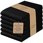 Urban Villa Kitchen Towels 100% Cotton Dish Towels for Kitchen(Set of 6) 20”x30” Dish Cloths Highly Absorbent Kitchen Linen Set with Hanging Loop Perfect for Drying Dishes Cleaning Hand Towels – Black