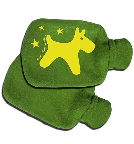 SupaRina Wärmflaschen-Bezug für Jungen und Mädchen mit Namen personalisiert und Motiv Hund Grün Gelb, Farben und Motiv nach W