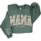 Custom Embroidered Grandma Floral Shirt with Names on Sleeve, Personalized Grandma Gift, Floral Grandma Crewneck Sweatshirt