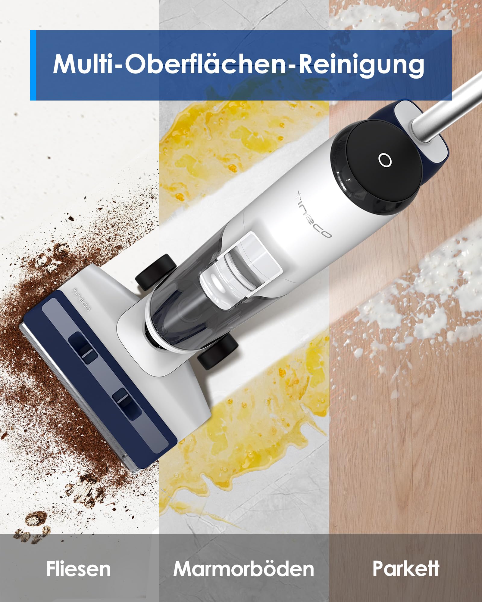 Tineco iFLOOR 5 Breeze Complete Nass Trockensauger, EIN-Schritt-Reinigung für Hartböden, Kantenreinigung <0.5cm, Dreifache Batterielebensdauer, Selbstreinigung, Leichtes Kabelloses Saugwischer, Blau 6