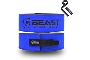 Beast Power Gear Weight Lifting Belt Lever Buckle 10MM 13MM Thick & 4 Inches Free Strap Weightlifting, Powerlifting, Deadlifts, Squats Men Women