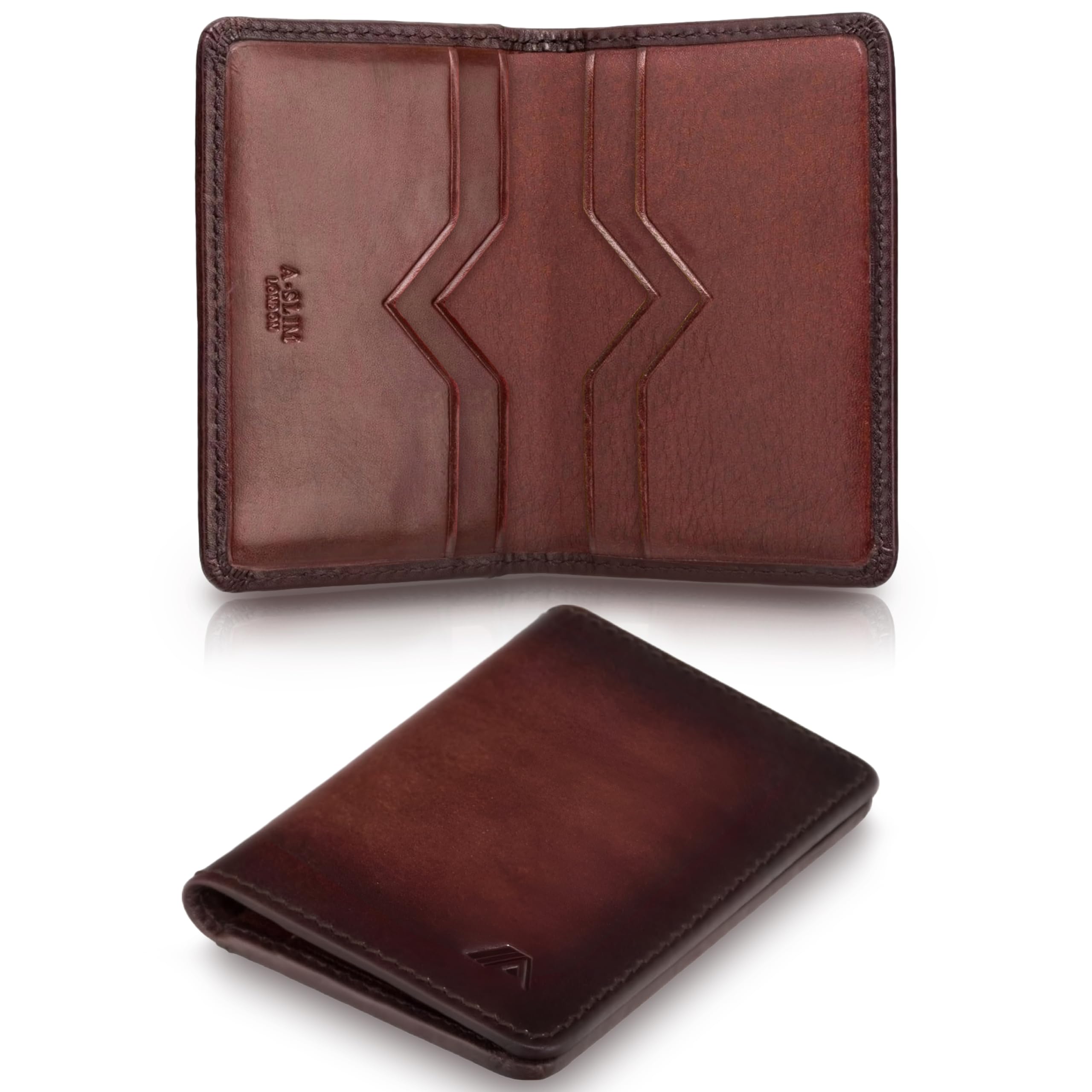 A-SLIM Bifold Leather Wallet Card Holder | Slim Bifold Wallet for Men | RFID Blocking Card Holder | Compact Design for Men’s & Women’s Wallet | Doku (Burnished Tan)