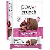 Power Crunch Chocolate Strawberry Protein Bars, 12 Ct, 1.4 oz each | On-the-go Power Crunch chocolate strawberry protein snack bars, crispy crunch bars