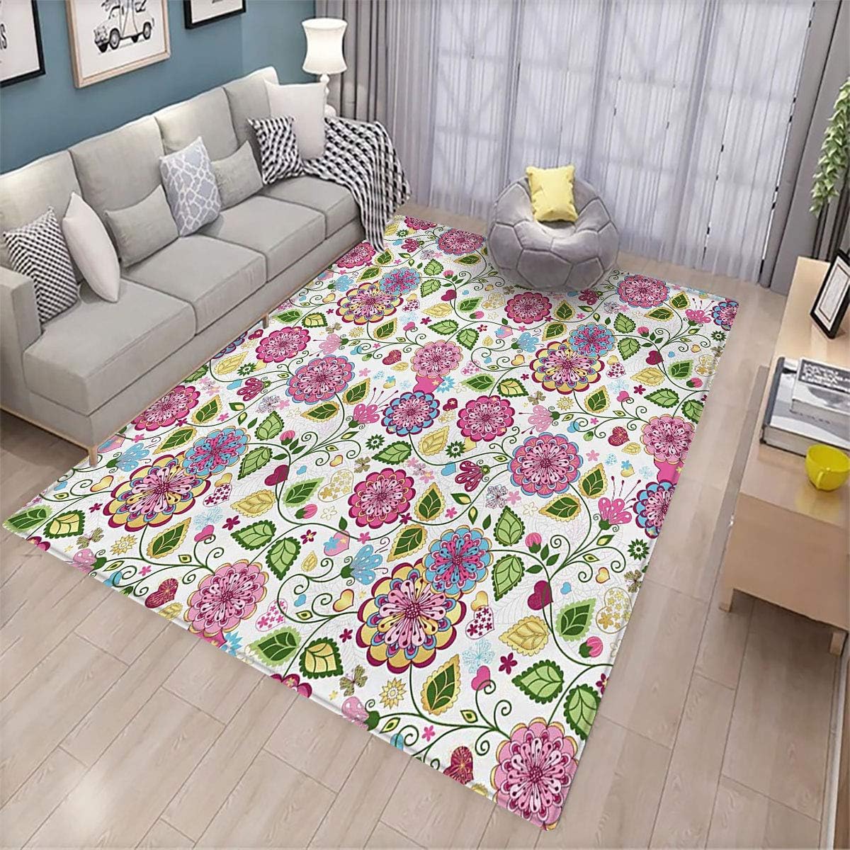 Floral Bedroom Home Floor Mat Valentine Pattern Ornate