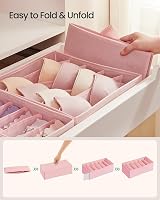 SONGMICS 8-Pack Underwear Drawer Organisers Foldable Dividers Jelly Pink view 6