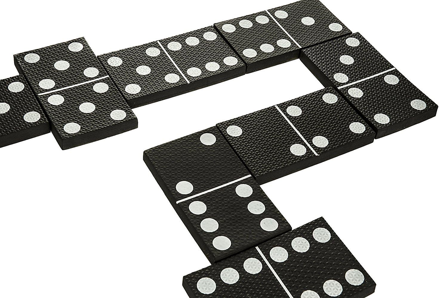 GWUK Premium Giant Garden Dominoes โ Classic Outdoor Family Summer Fun Toy Game Set with 28 Mega Jumbo Size Traditional Black and White Style Lightweight but Tough EVA Foam Dominoes