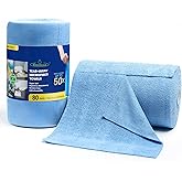 Greenfound Microfiber Cleaning Cloth Roll -80 Pack, 11.5x11.5, Tear Away Towels, Reusable and Washable Rags, Blue