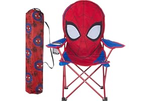 IDEA NUOVA Marvel Spiderman Figural Camp Chair for Kids, Indoor/Outdoor Use, Ages 3+