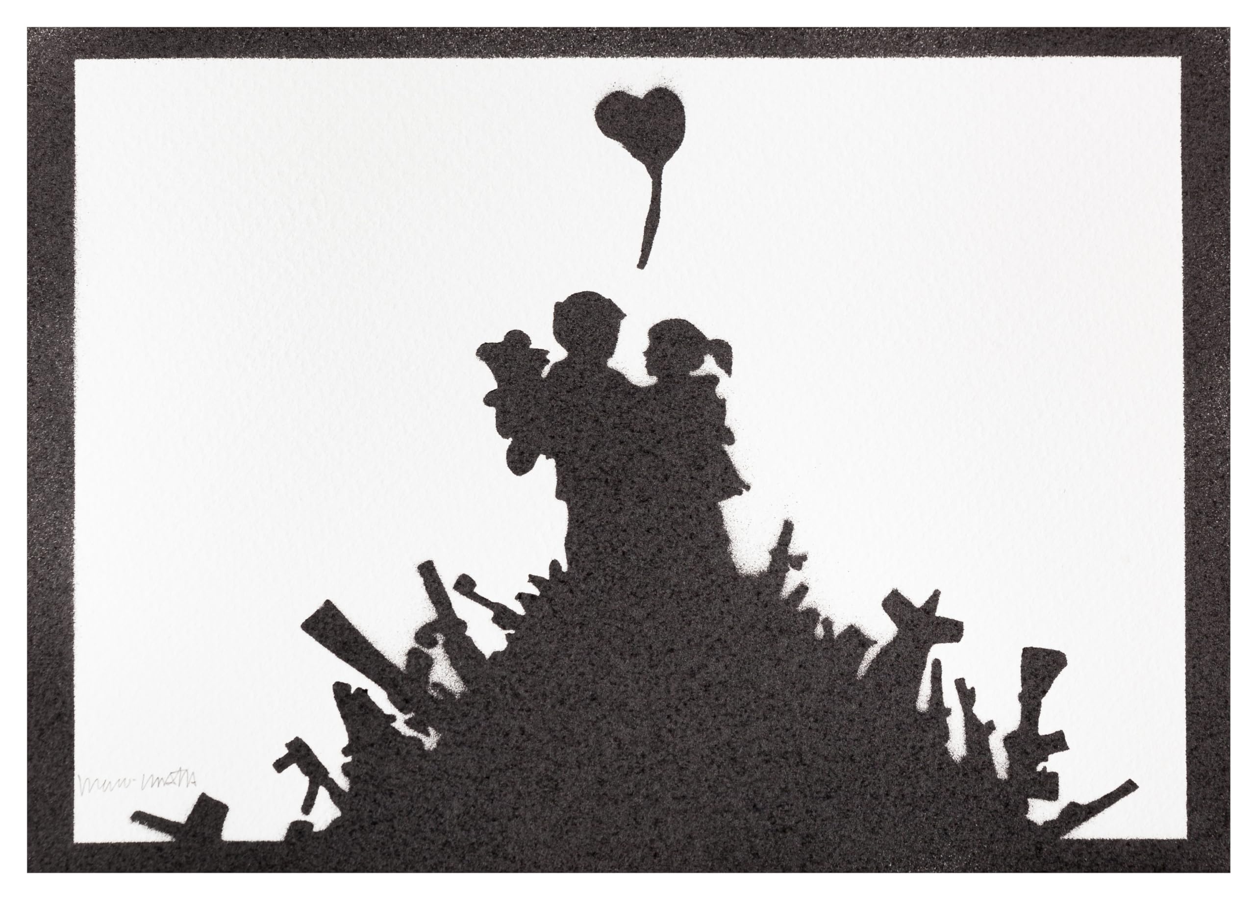 moreno-mata Real Handmade Graffiti Banksy Tribute Poster Kids on Guns Room Decor Home Wall Art Decoration Bedroom Gifts for Men and Women