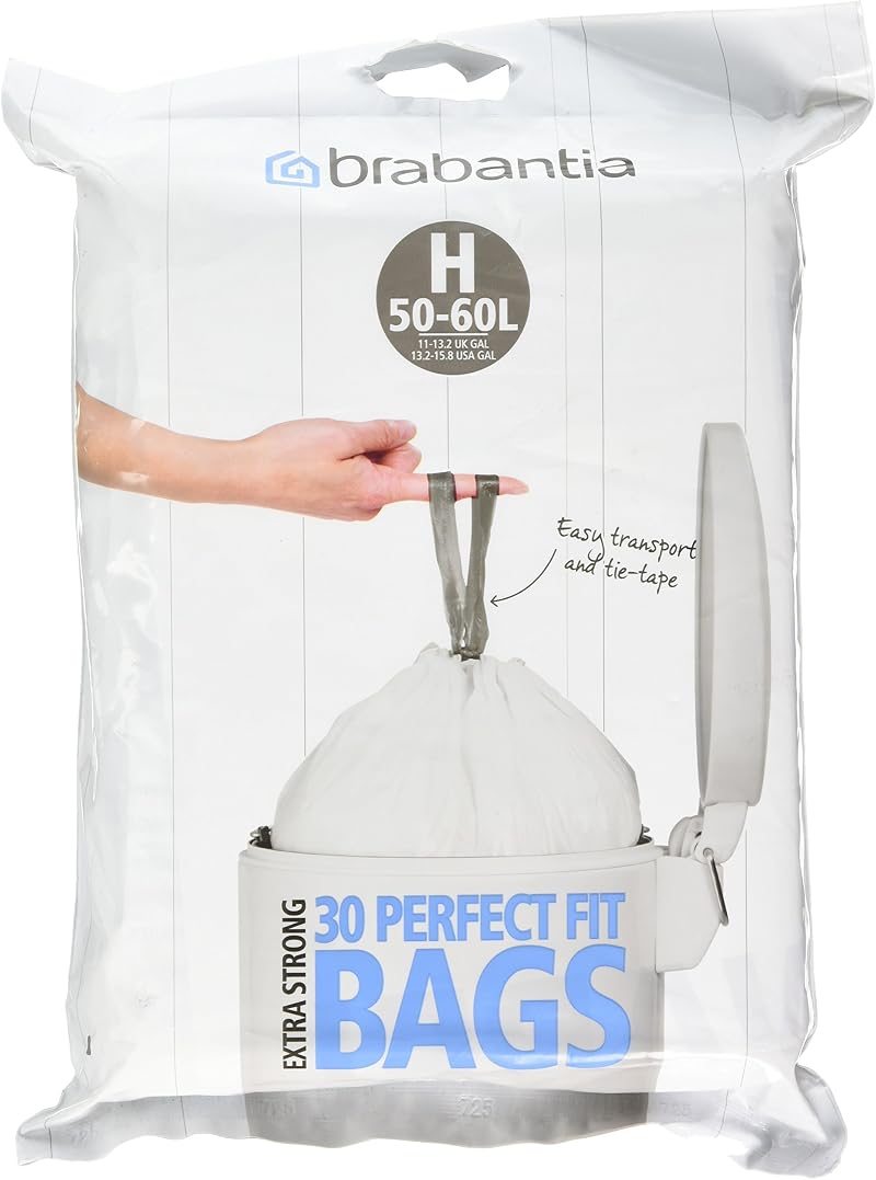 Brabantia Bin Liner H 50-60 L 30 Bags Tailored-to-Fit Waste Bin Liners