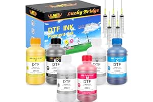 Lucky Bridge 6x250ml DTF Ink Premium Pigment Ink for PET Film Heat Transfer Printing Refill Ink for All DTF Printer - (1500ml) US