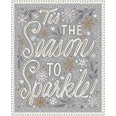 Amanti Art Framed Canvas Wall Art 20x16 Season to Sparkle I Neutral by Anne Tavoletti, Framed Wall Art Canvas, Typography Artwork, Traditional Decor, Small Poster Painting for Living Room, Bedroom,