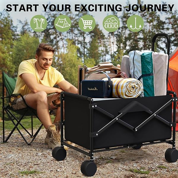 HEAVY-DUTY 2-TIER FOLDING SHOPPING CART WITH WHEELS – DOUBLE-LAYER WATERPROOF GROCERY & UTILITY WAGON, PORTABLE DESIGN FOR LAUNDRY, STORAGE AND TRANSPORT, 150LB CAPACITY (XX-LARGE)