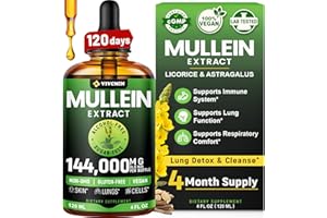 vivcmin Mullein Drops for Lungs with Licorice & Astragalus, Respiratory & Immune Support, Lung Detox for Smokers Tincture, Mullein Leaf Extract for Lung Cleanse, Sugar & Alcohol-Free, 4 fl oz