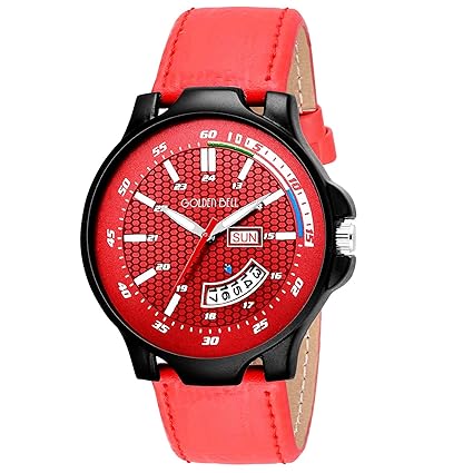 Golden Bell (Label) Basketball Day and Date Calender Function Chronograph Display Red Dial Mens Sports Watch