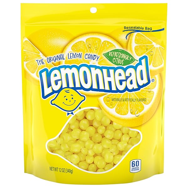 LEMONHEAD HARD LEMON CANDY, REFRESHINGLY CITRUS, RESEALABLE BAG,...