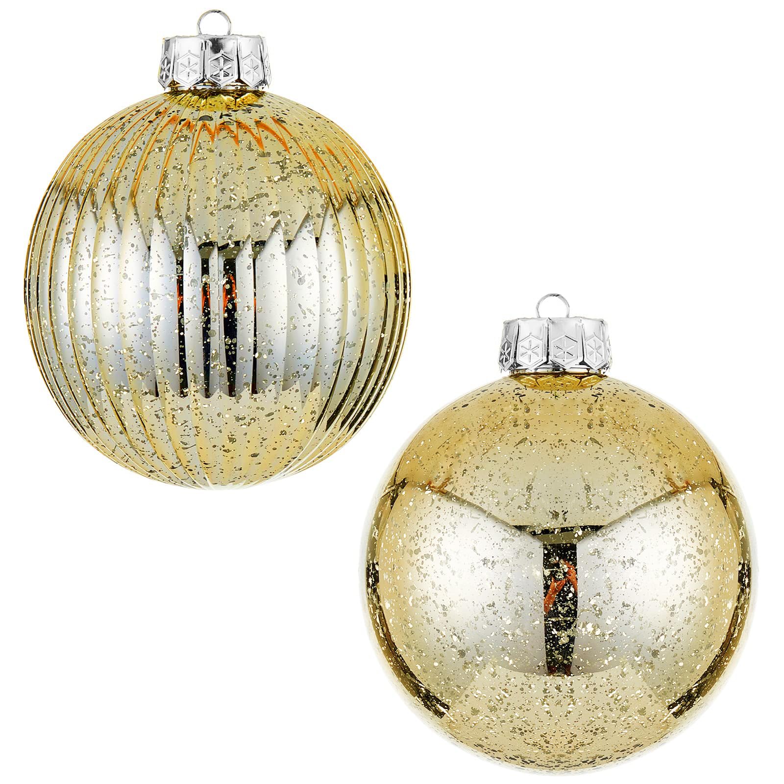 Photo 1 of Large Christmas Ball Ornaments, Oversized Shatterproof Plastic Decorative Hanging Mercury Ornaments Ball for Xmas Holiday Party Decorations (Gold, 6.0")