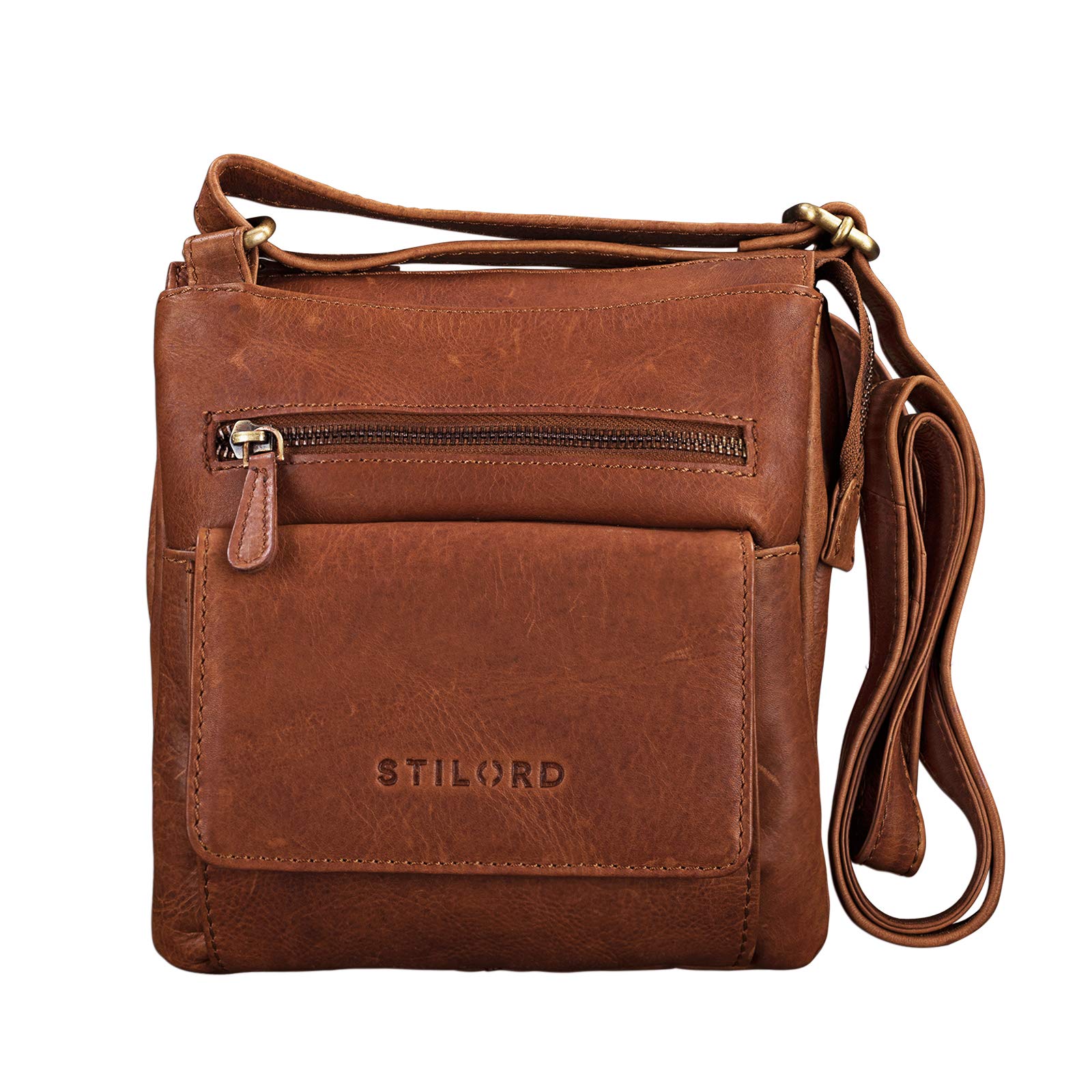 STILORD "Leon" Small Leather Bag Men Women Handbag Satchel Vintage Mini Cross Body Colour:Cognac-Brown