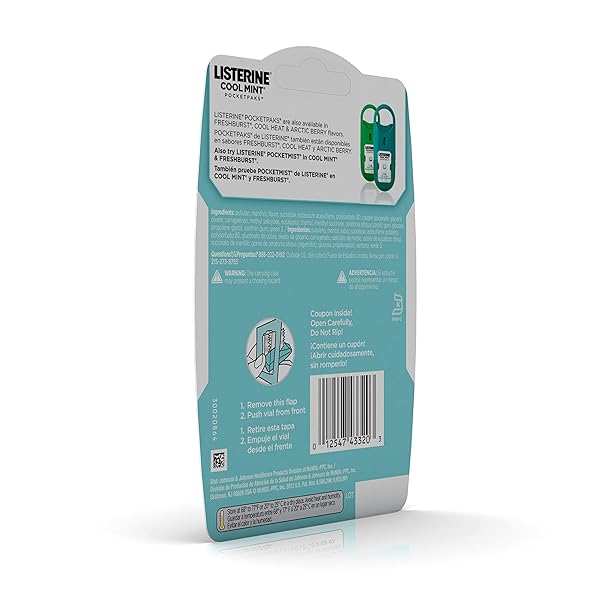 LISTERINE POCKETPAKS BREATH STRIPS, COOL MINT, 72 COUNT (PACK OF 1)