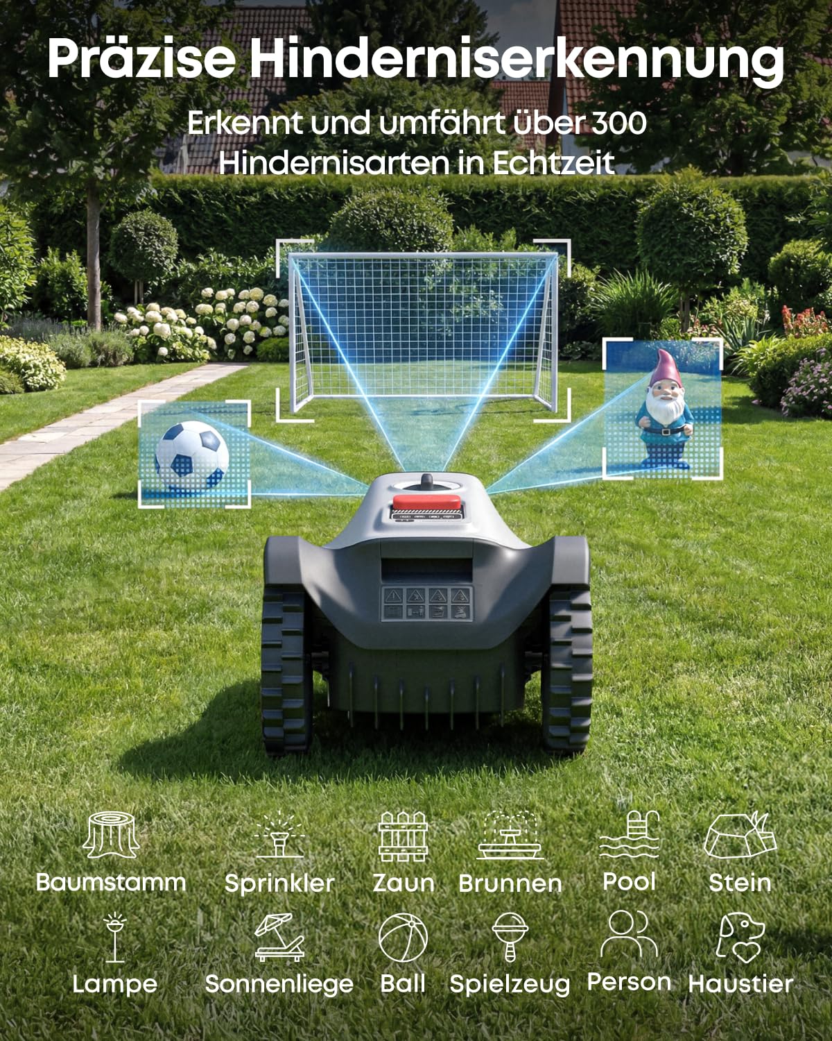 eufy C15 Mähroboter ohne Begrenzungskabel mit Garage, bis 500m², TrueVision, ohne RTK, Keine Signalprobleme, Auto-Kartierung, sicher für Igel, intelligente Navigation, präzises Randmähen 5