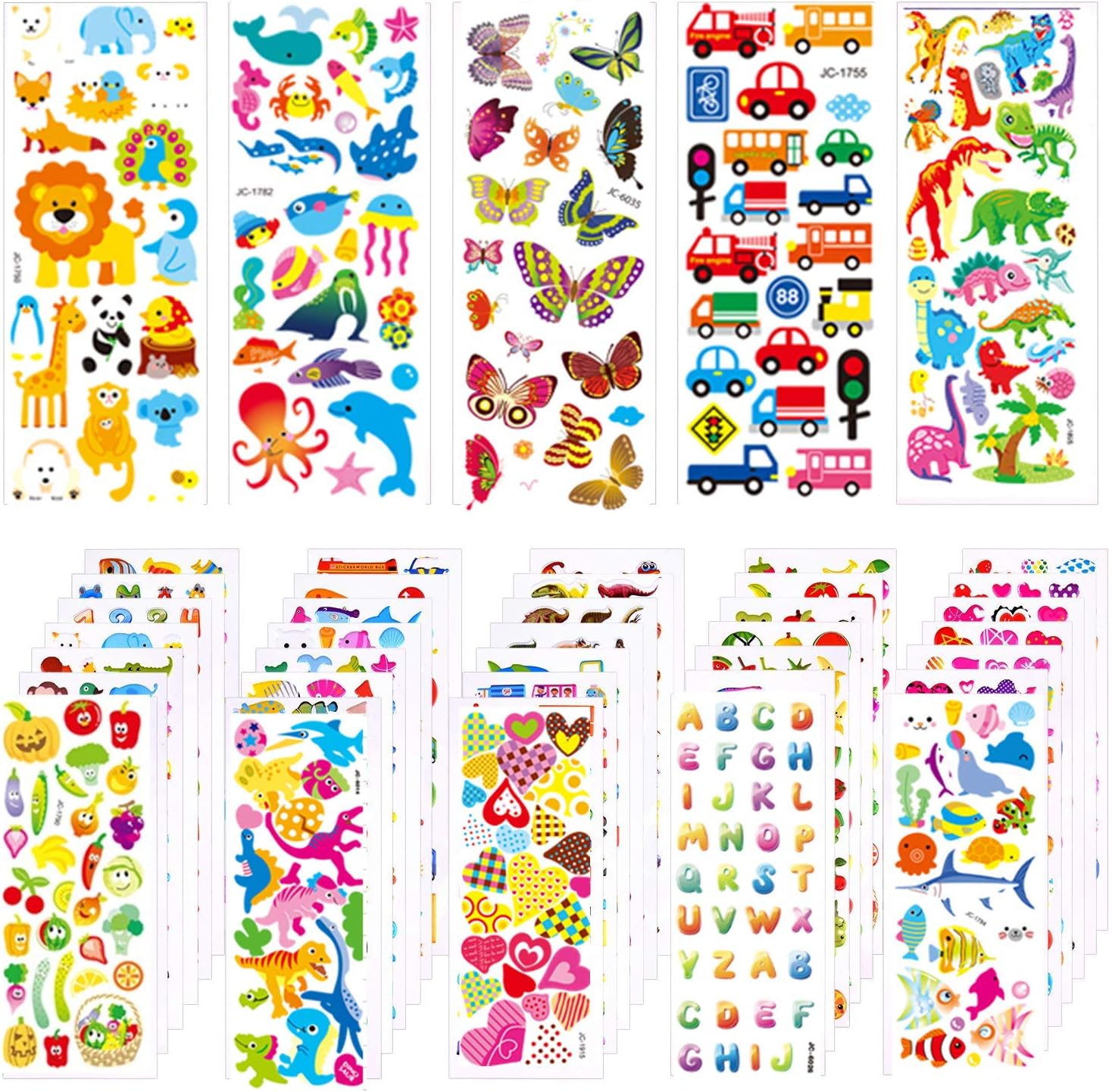 Meafeng 3D Aufkleber Set - 32 Blatt Mit 1558 Stück Puffy Sticker Für Kinder