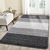 Kitinjoy Indoor Outdoor Door Mat, 59x36 Non-Slip Absorbent Dirt Trapper, Low-Profile Washable Inside Entrance Front Floor Mat, Sturdy Soft Entry Doormats for Entryway, Grey