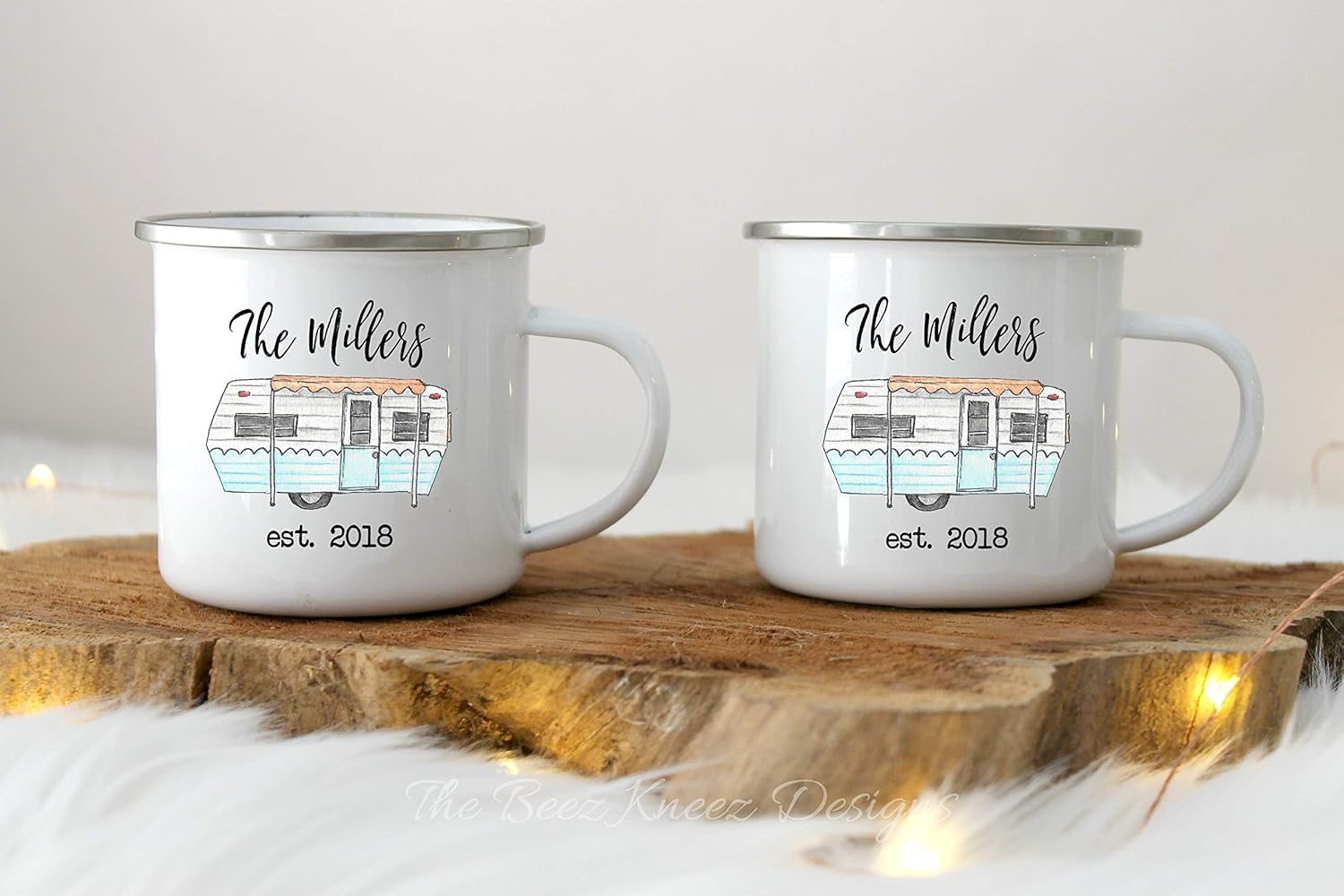 Personalized Year Camping Mug Tin Cup Enamel Mug Camping Outdoors Retro