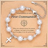 ORISPRE Pearl Cross Bracelet for Girls Baptism Communion Gifts
