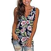 SAMPEEL Womens Summer Tank Tops Basic Tanks V Neck Sleeveless T Shirts Side Split