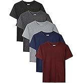 QWE 5 Pack Boys Shirts Youth Dry Fit Shirts Athletic Short Sleeve T-Shirt Boys' Activewear Tops for Youth Teens 5-18 Years