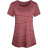 Workout Tops for Women Short Sleeve Shirts for Women Quick Dry Line Decor Yoga Tops