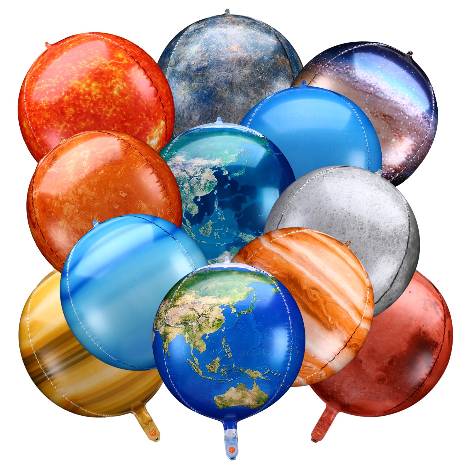 12pcs solar system balloons, 4D helium balloons, space sun Mercury Venus Earth Moon Mars Jupiter Saturn Uranus Neptune