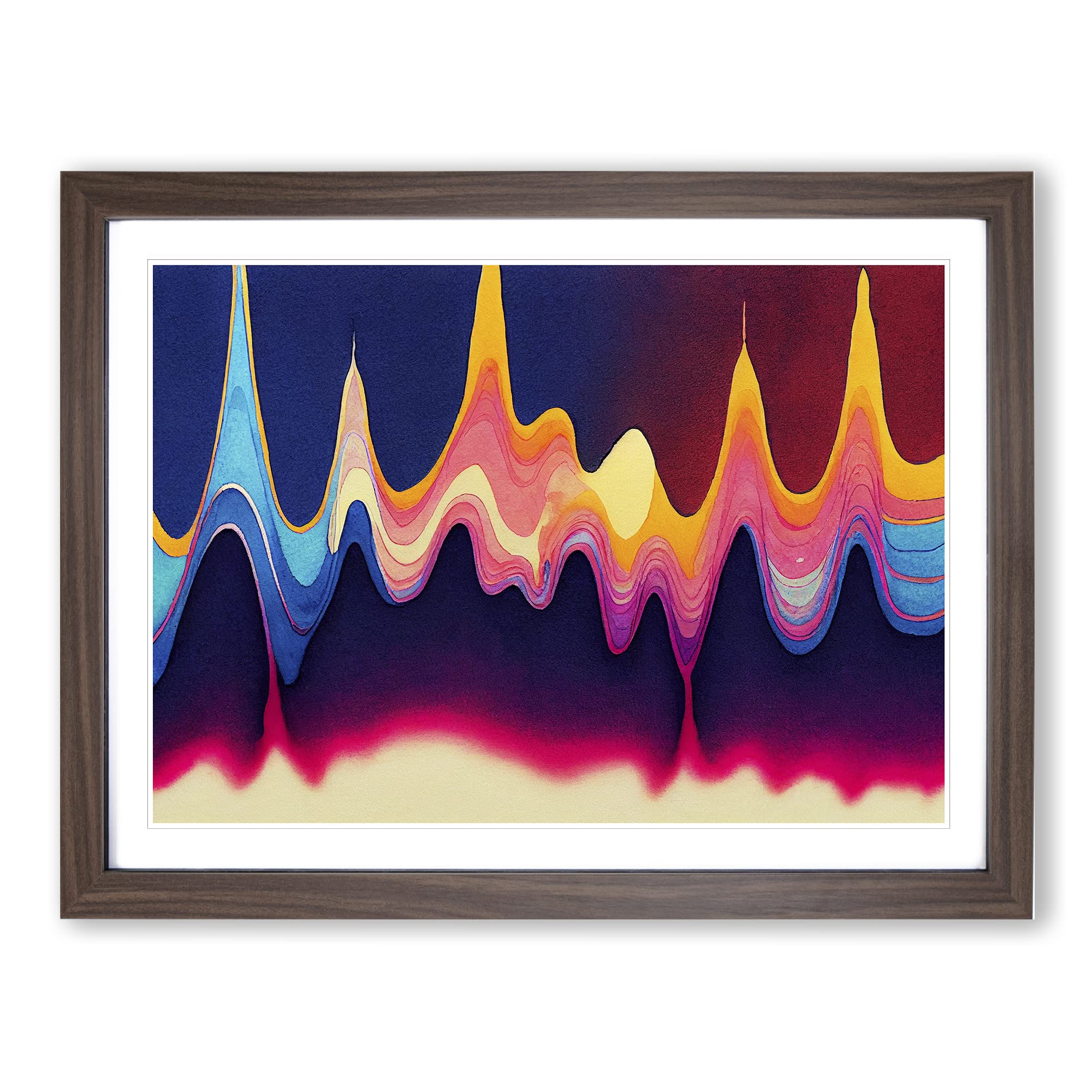 Audio Soundwave Art Vol.3 Abstract Framed Print | A4 Walnut Framed Wall Art | Ready to Hang | Abstract Fantasy Picture | Living Room Bedroom Lounge Office