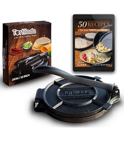 Presse à Tortillas En Bambou - 25 Cm - Pour Tortillas, Burritos, Tacos Maison - 7