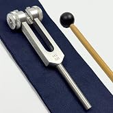 528 Hz MI Weighted Solfeggio Tuning Fork with Carry &amp; Stiker, Silver | Higher Octave with Shorter Resonance but Increased Strength and Amplitude, Love Frequency 528hz, Sound Healing