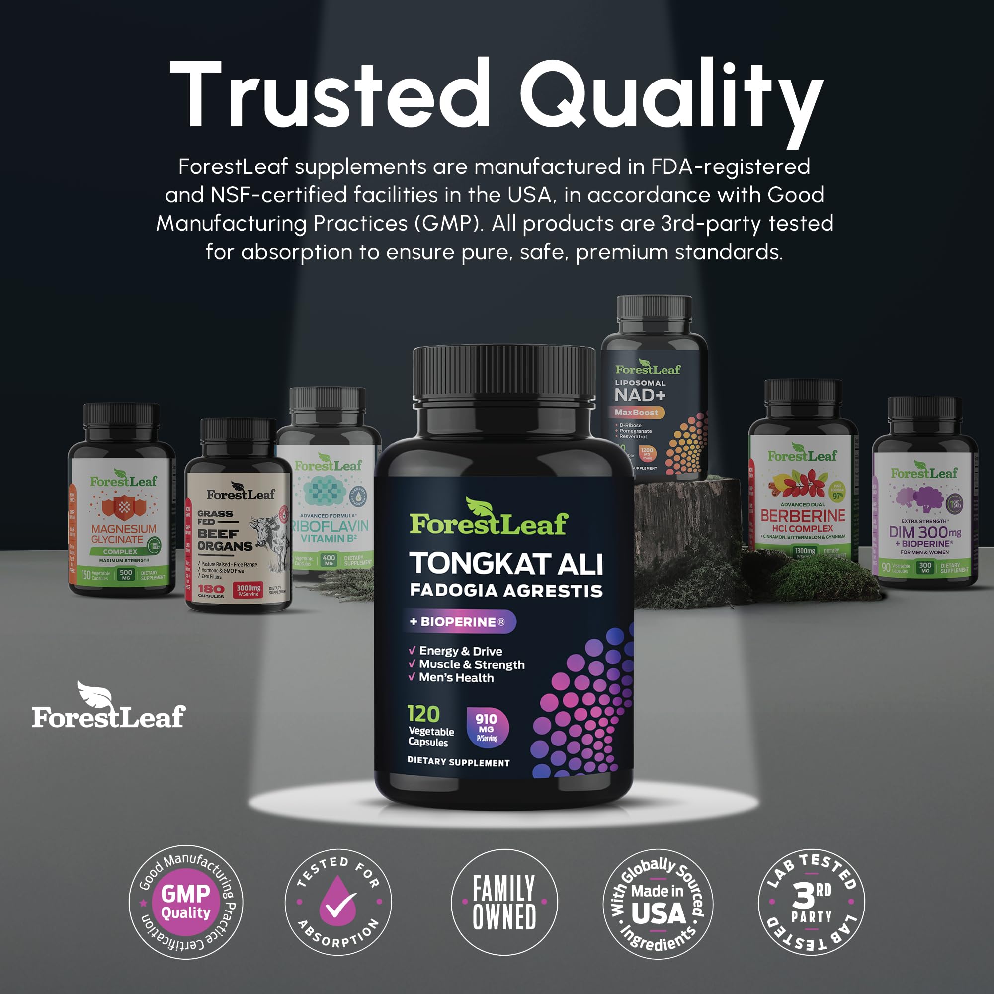 Tongkat Ali and Fadogia Agrestis for Men Supplement w/BioPerine - Tonkat-Ali Max Strength 200:1 Extract - Long Jack Tongkat-ali for Men - Muscle Growth, Performance & Energy - 120 Powder Capsules