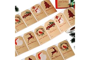 AREOK Christmas Gift Tag Stickers for Gifts, 504 Pcs Christmas Name Tags Stickers for Christmas Presents, to from Christmas Labels Stickers for Gifts Kraft Xmas Happy Holiday Gift Tags Self-Adhesive