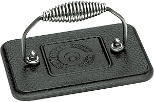 Lodge LGP3 Logic Pre-Seasoned Rectangular Cast-Iron Grill Press (Black)