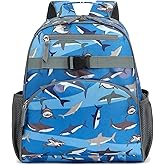 FlowFly Kids Backpack for Toddler Boys Girls, Simple Lightweight Bookbag for Daycare Kindergarten Elementary School Travel, Small Modern Bag (Medium 15''), Shark