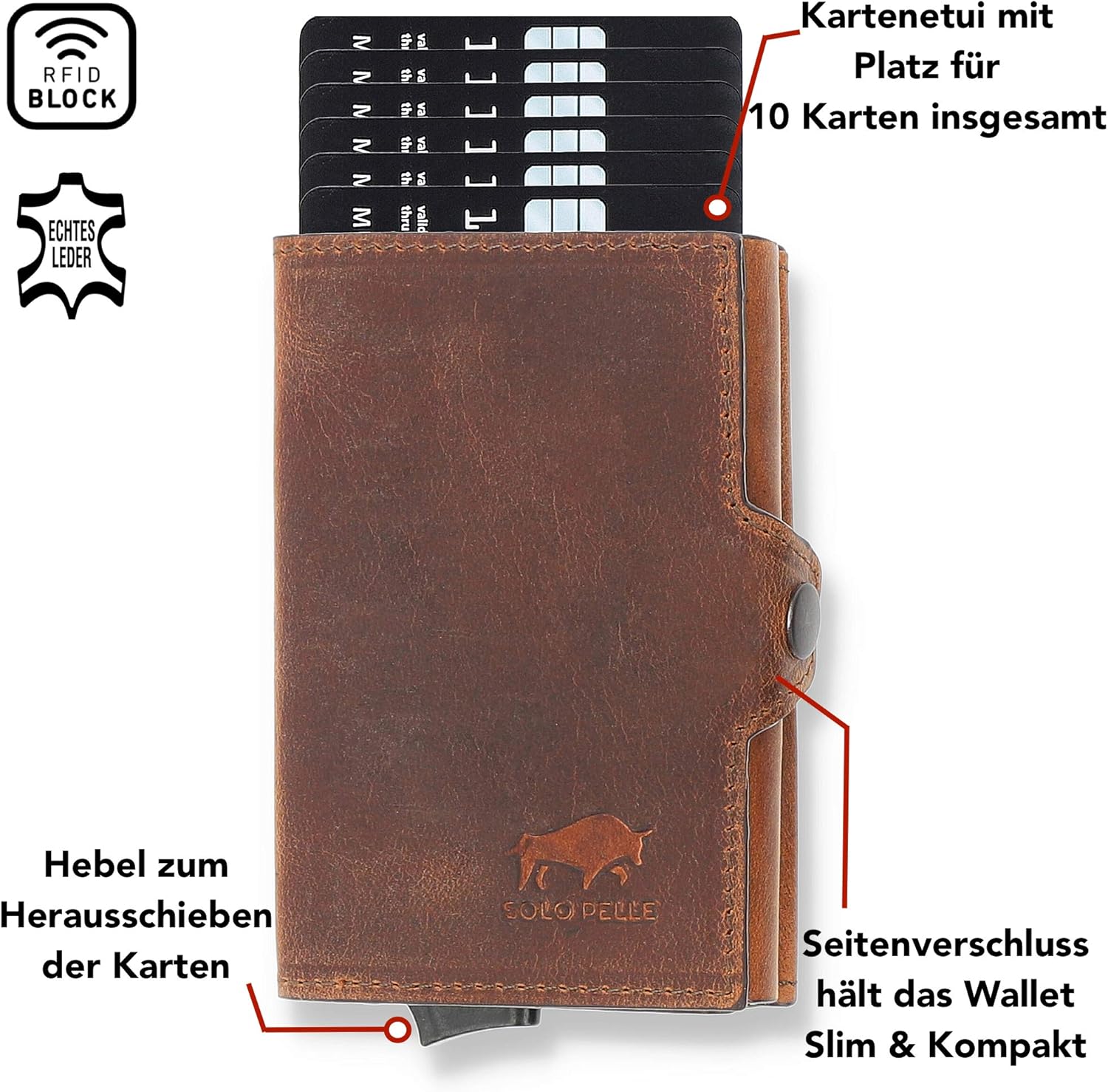 Solo Pelle Kartenetui | Kreditkartenetui | Leder Geldbörse Slim Wallet