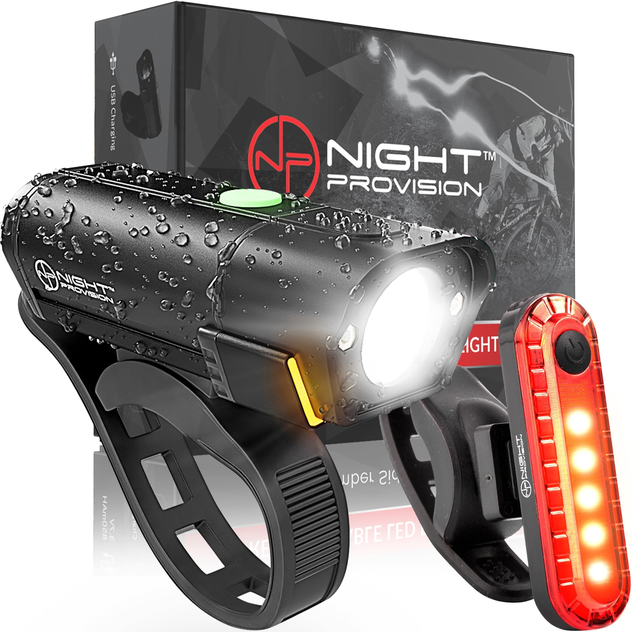 BX-500 Rechargeable Bike Light Set - Powerful Front and Back Lights, Bicycle Accessories for Night Riding, Cycling Safety Best Headlight with USB Tail Rear for Adults Kids Men Women Road Mountain