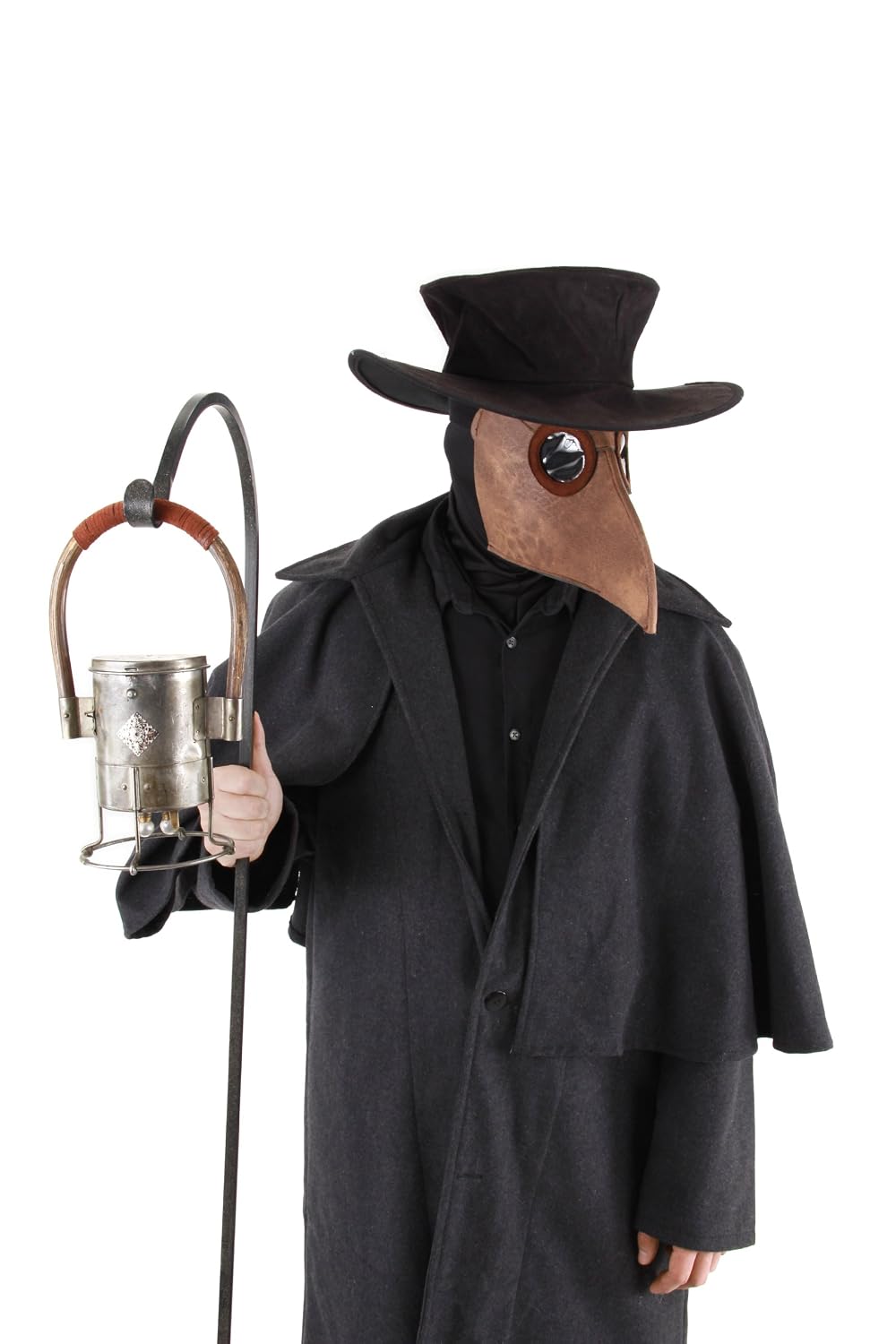 Mens Black Halloween Plague Doctor Fancy Dress Costume-43742