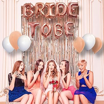 images Bachelorette Party Ideas At Home rose gold bride to be balloons decor