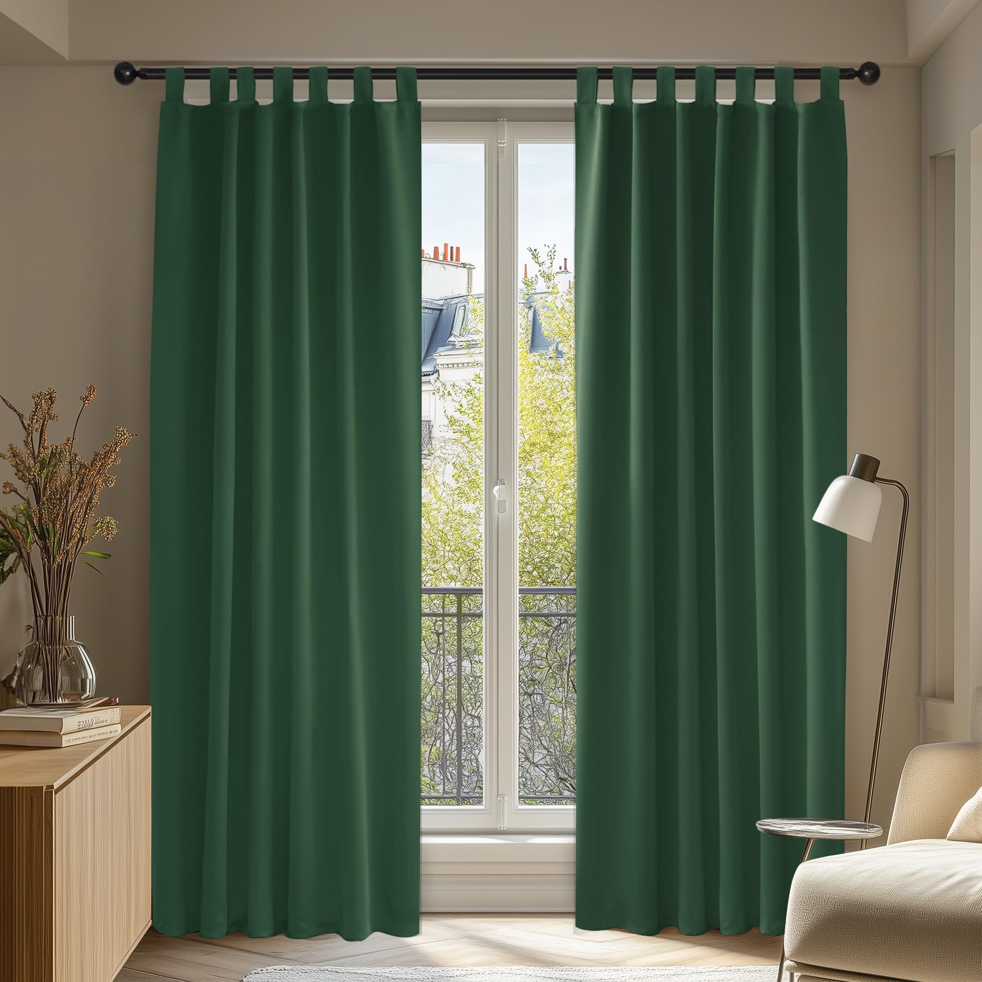 Deconovo Super Soft Thermal Insulated Blackout Curtains for Living Room Dark Green 55x82cm One Pair