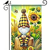BlissYard Spring Garden Flag Sunflower Theme Yard Flag 12x18 Inch Double Sided Seasonal Outdoor Small Decor Welcome Spring Garden Flag Gnome and Bee Design Decoration
