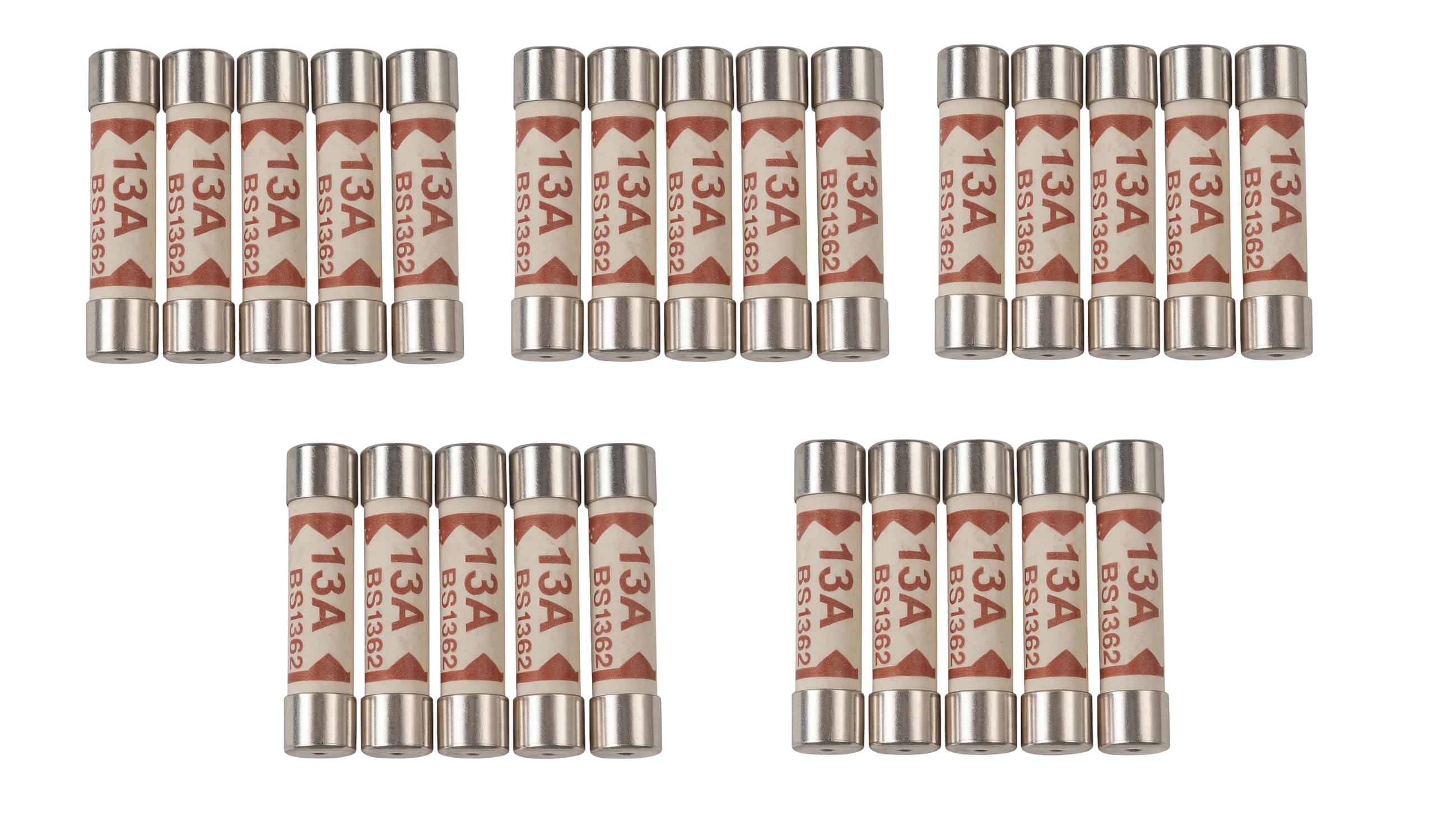 25 x 13A Plug Top Fuses BS1362 | 13 Amp Household Ceramic Cartridge Tube Fuse 240V/250V 6.3x25mm for UK Mains Electrical Appliances