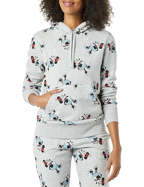Amazon Essentials Disney | Marvel | Star Wars | Princess Women's Fleece Pullover Hoodie Sweatshirts (Available in Plus Size), Minnie Icons, Large