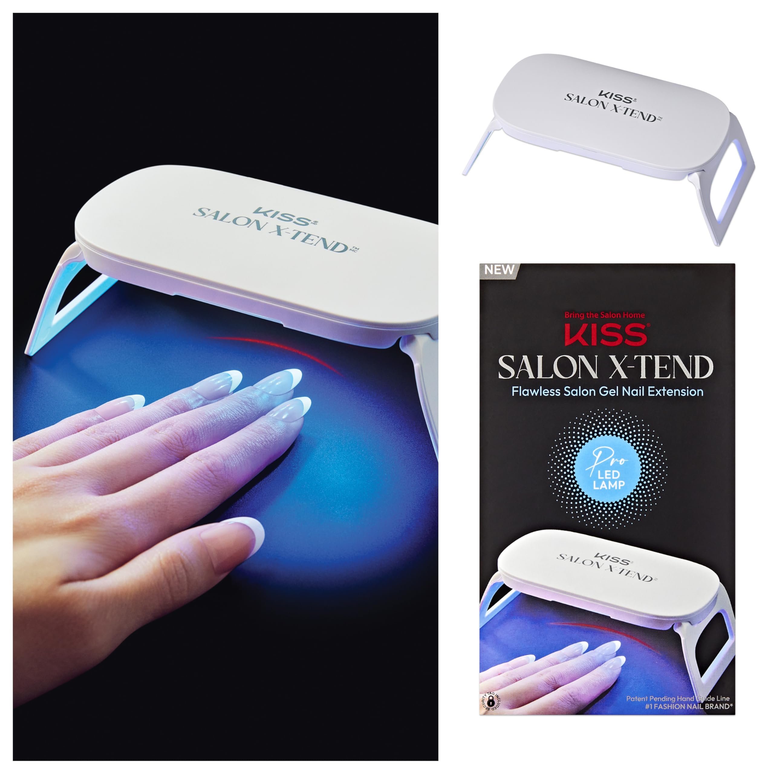Photo 1 of KISS Salon X-tend Pro LED Lamp, LED Gel Nail Kit System, 10 Watts, For Curing Salon X-tend Press On Nails, Wide Coverage, LED Hand Guide, USB-C Power Cord Included