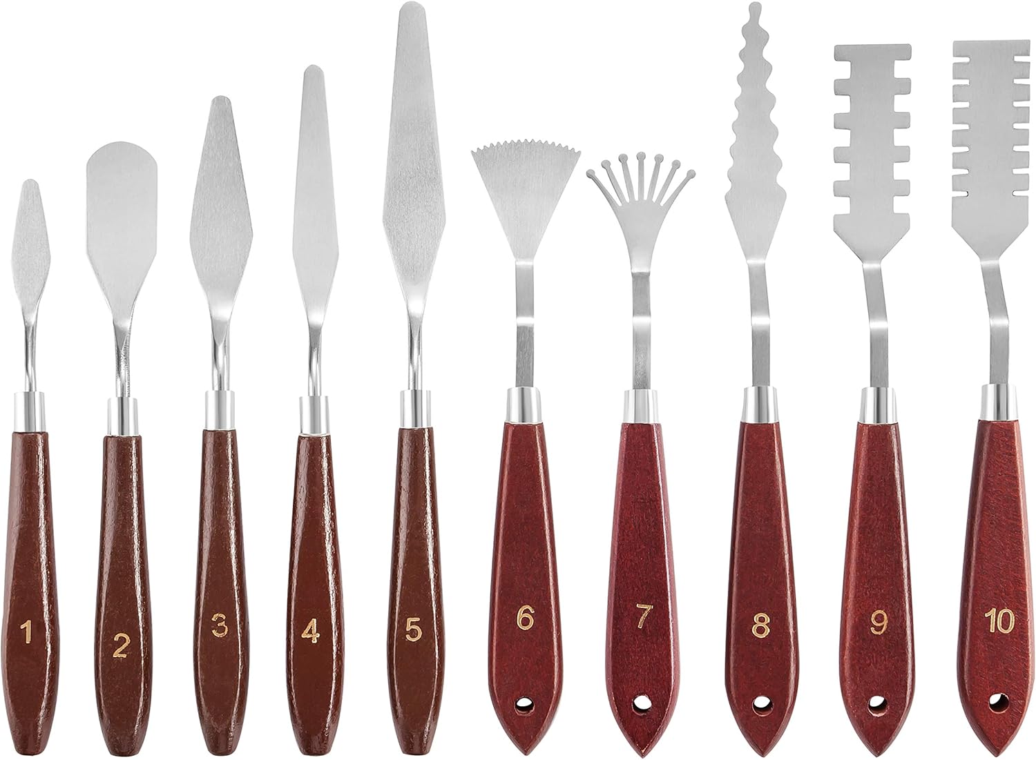 10 Pcs Palette Knife Set for Acrylic Wooden Handle Painting Pallet Knife Set Art Tools for Oil Paint Canvas